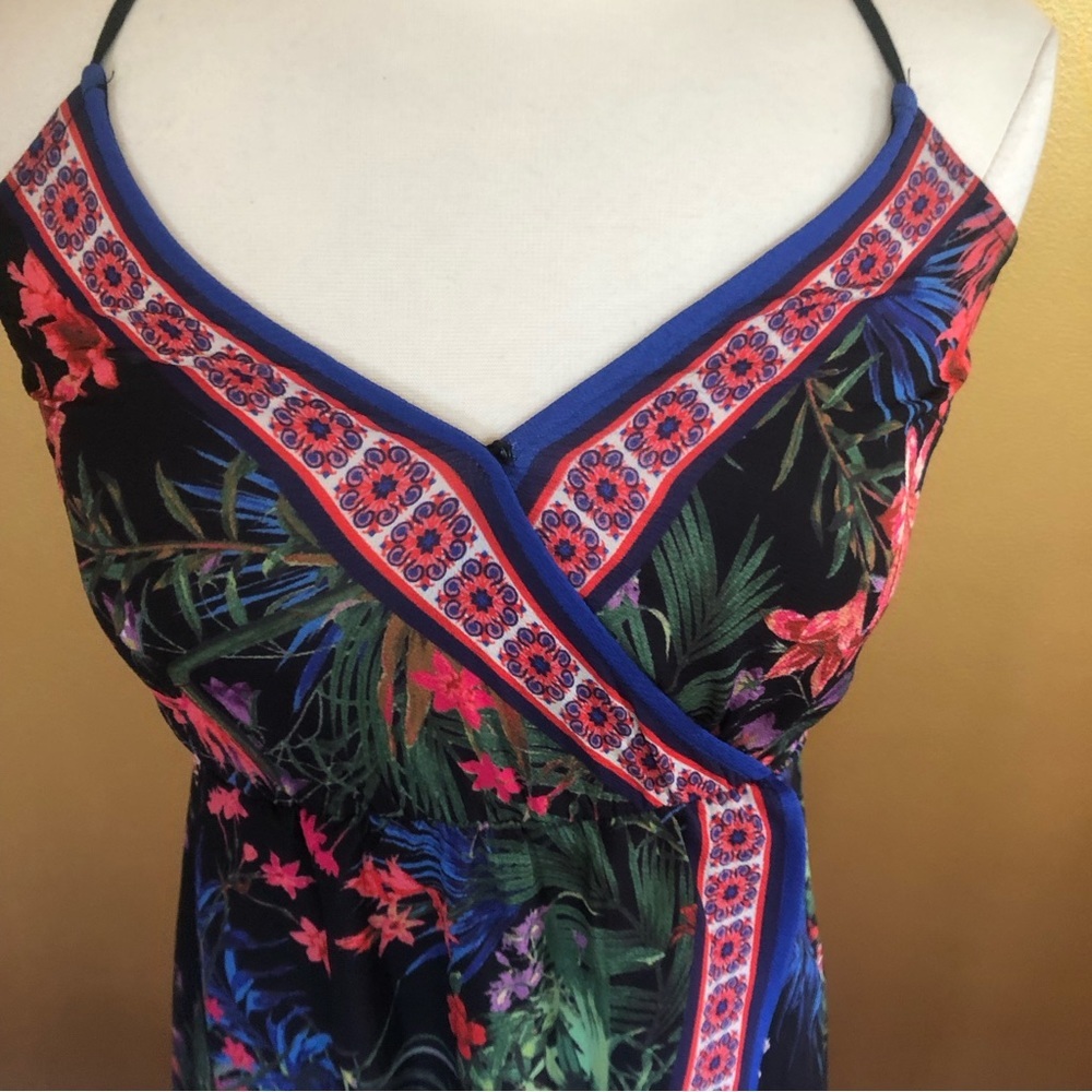 Flying Tomato Black & Multi color floral empire maxi tropical Sun dress Size XS - Picture 6 of 12